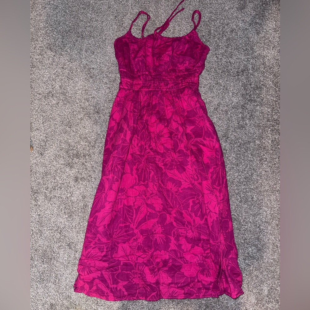 Pink Hawaiian Midi Dress